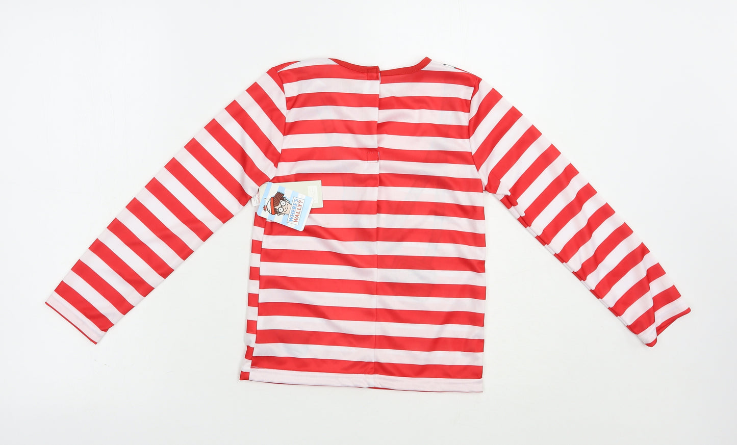 Tesco Girls Red Striped Polyester Pullover Blouse Size 7-8 Years Crew Neck  - Where's Wally Fancy Dress
