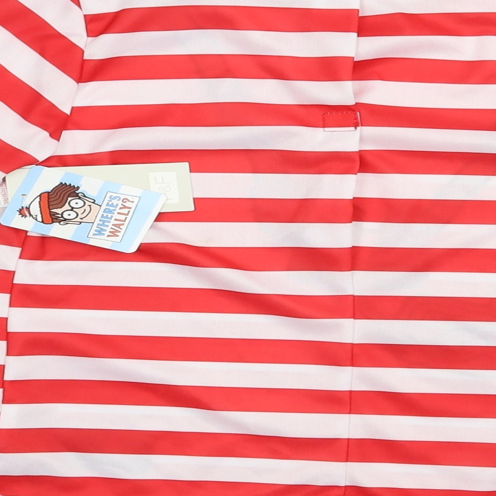 Tesco Girls Red Striped Polyester Pullover Blouse Size 7-8 Years Crew Neck  - Where's Wally Fancy Dress