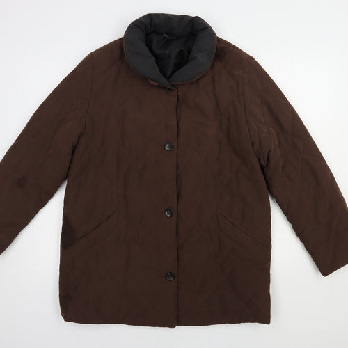 Concept UK Womens Brown   Quilted Coatigan Size 12  Button