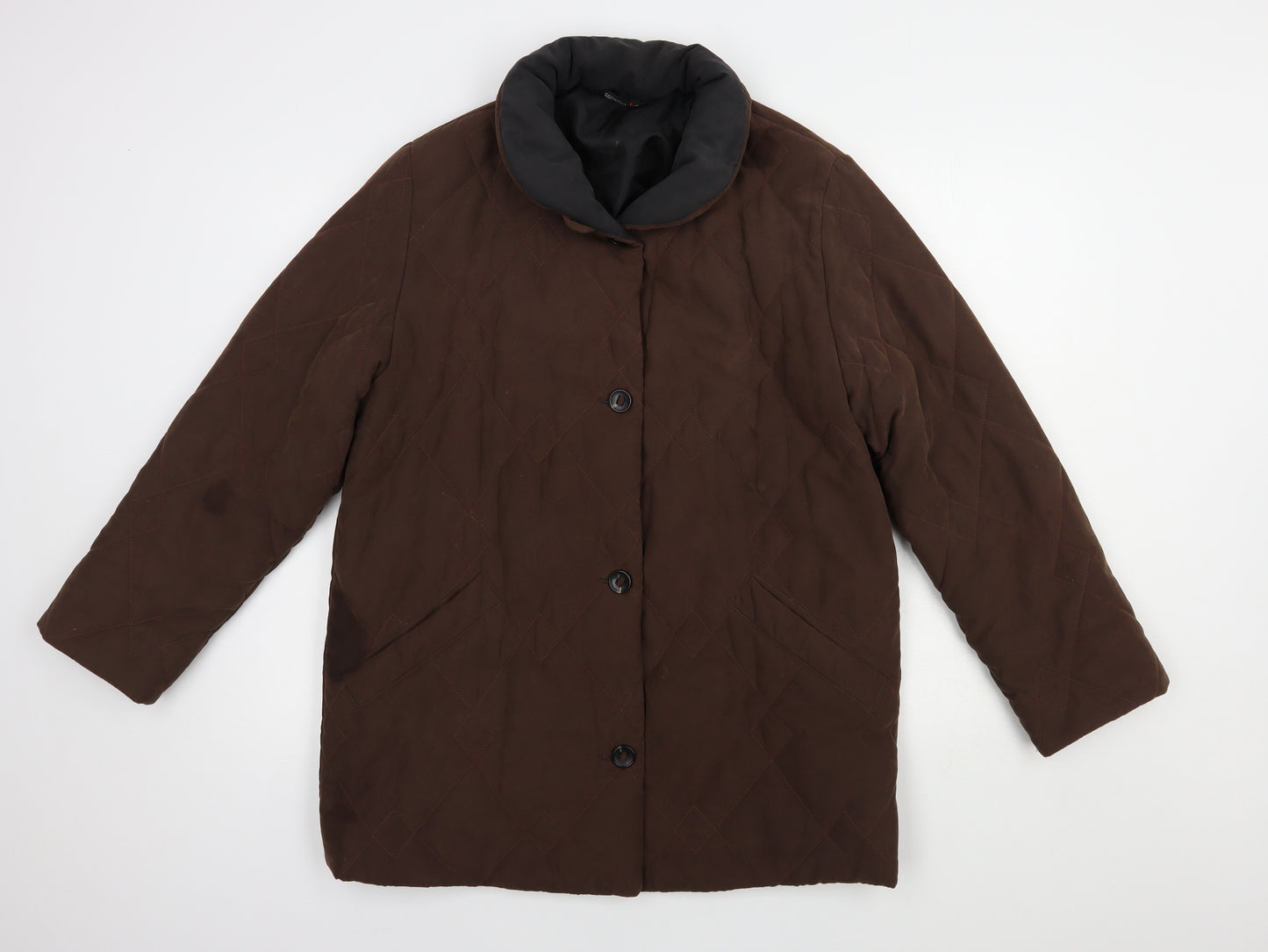 Concept UK Womens Brown   Quilted Coatigan Size 12  Button