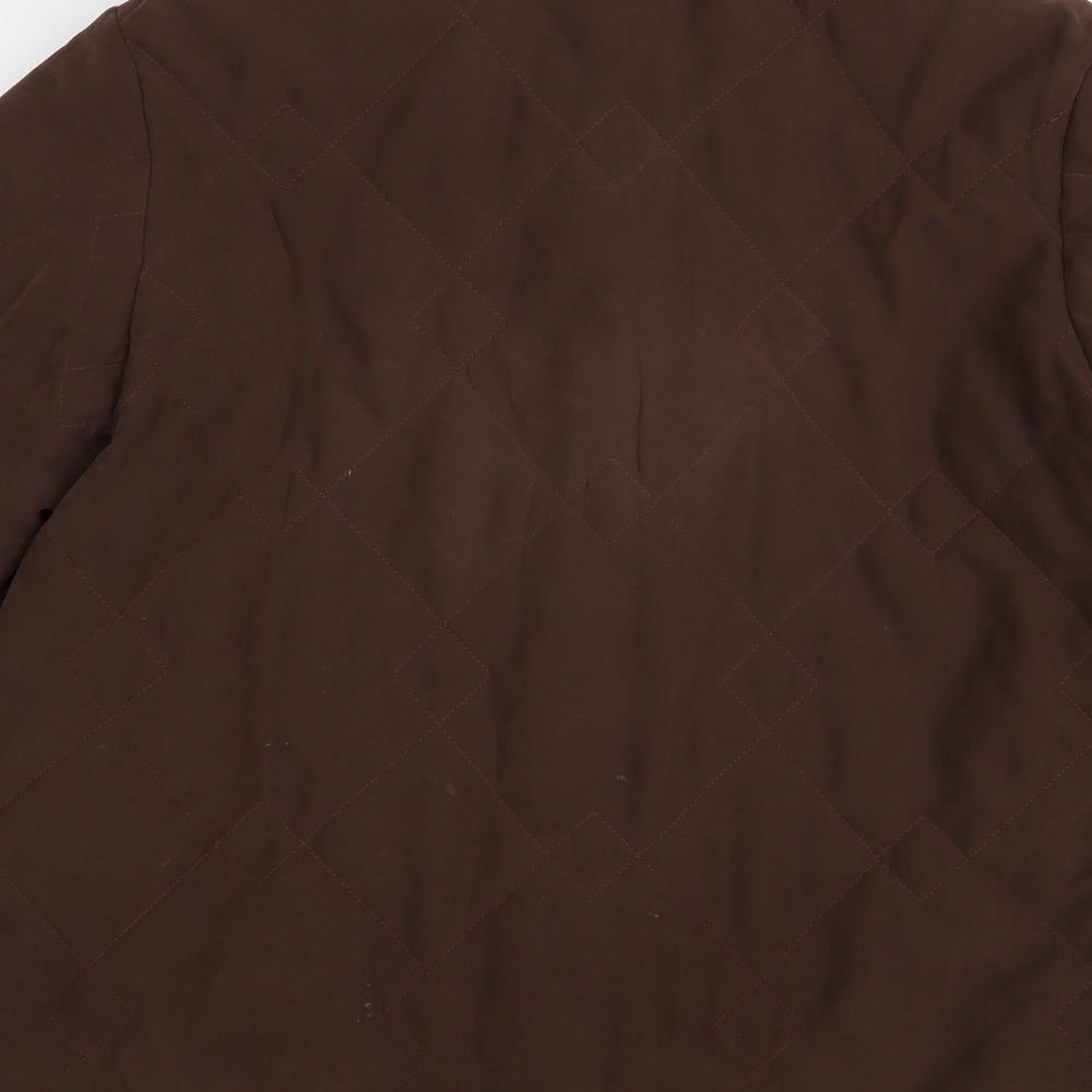 Concept UK Womens Brown   Quilted Coatigan Size 12  Button