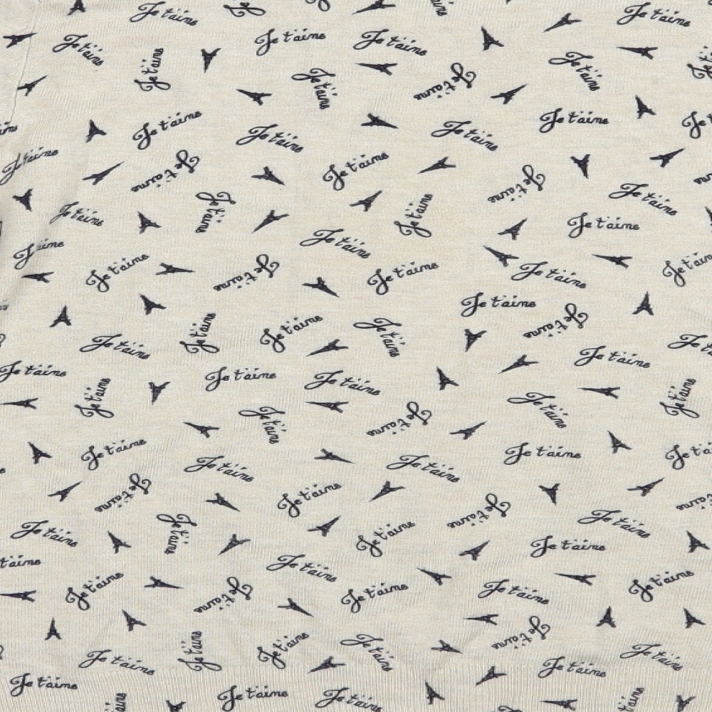 Marks and Spencer Womens Beige Crew Neck Geometric Viscose Pullover Jumper Size 14   - Paris