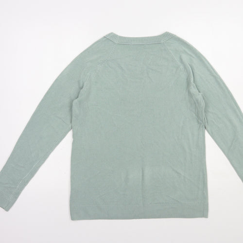 TU Womens Green Scoop Neck  Acrylic Pullover Jumper Size 14