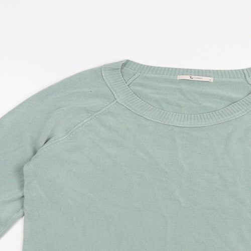 TU Womens Green Scoop Neck  Acrylic Pullover Jumper Size 14