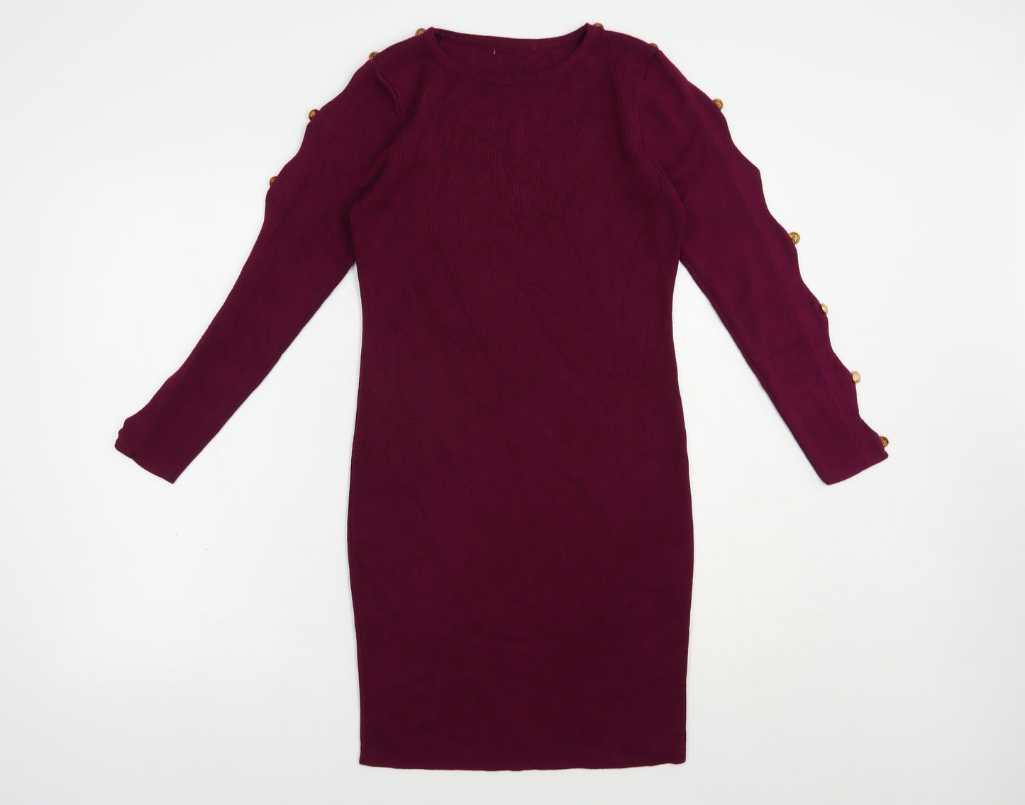 Preworn Womens Purple  Cotton Bodycon  Size M  Crew Neck Pullover