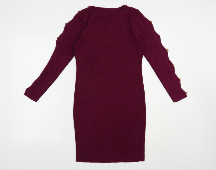 Preworn Womens Purple  Cotton Bodycon  Size M  Crew Neck Pullover