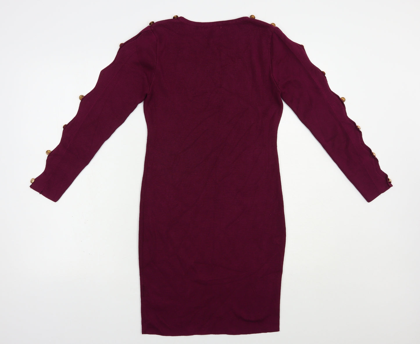 Preworn Womens Purple  Cotton Bodycon  Size M  Crew Neck Pullover