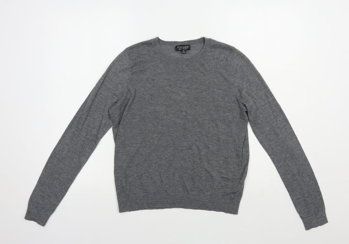 Topshop Womens Grey Crew Neck  Polyester Pullover Jumper Size 12