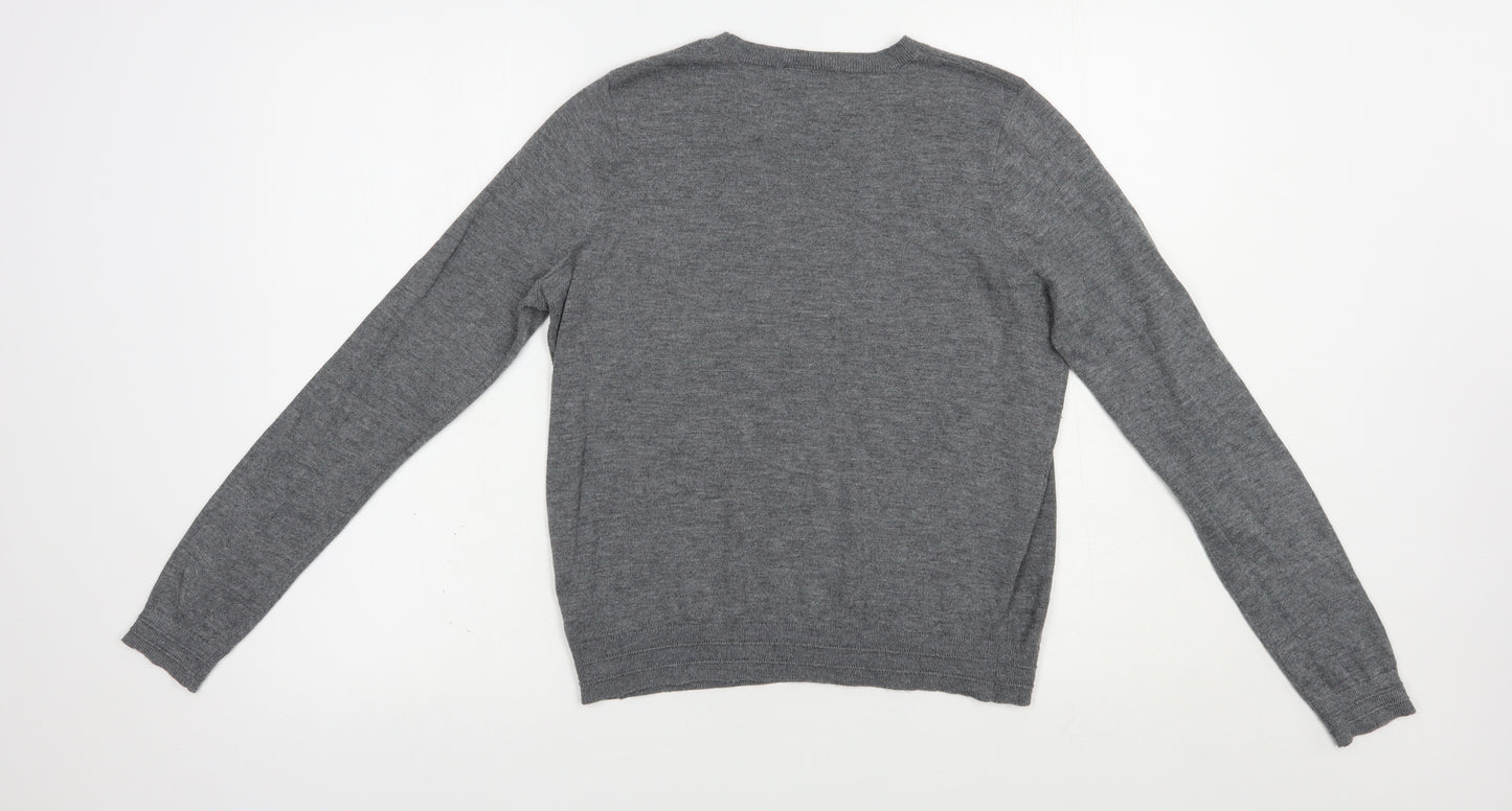 Topshop Womens Grey Crew Neck  Polyester Pullover Jumper Size 12
