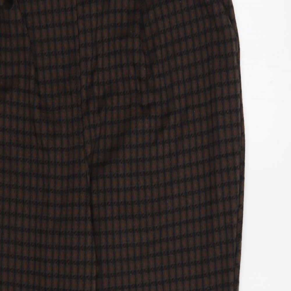 F&F Womens Brown Houndstooth Polyester Trousers  Size 18 L27 in Regular