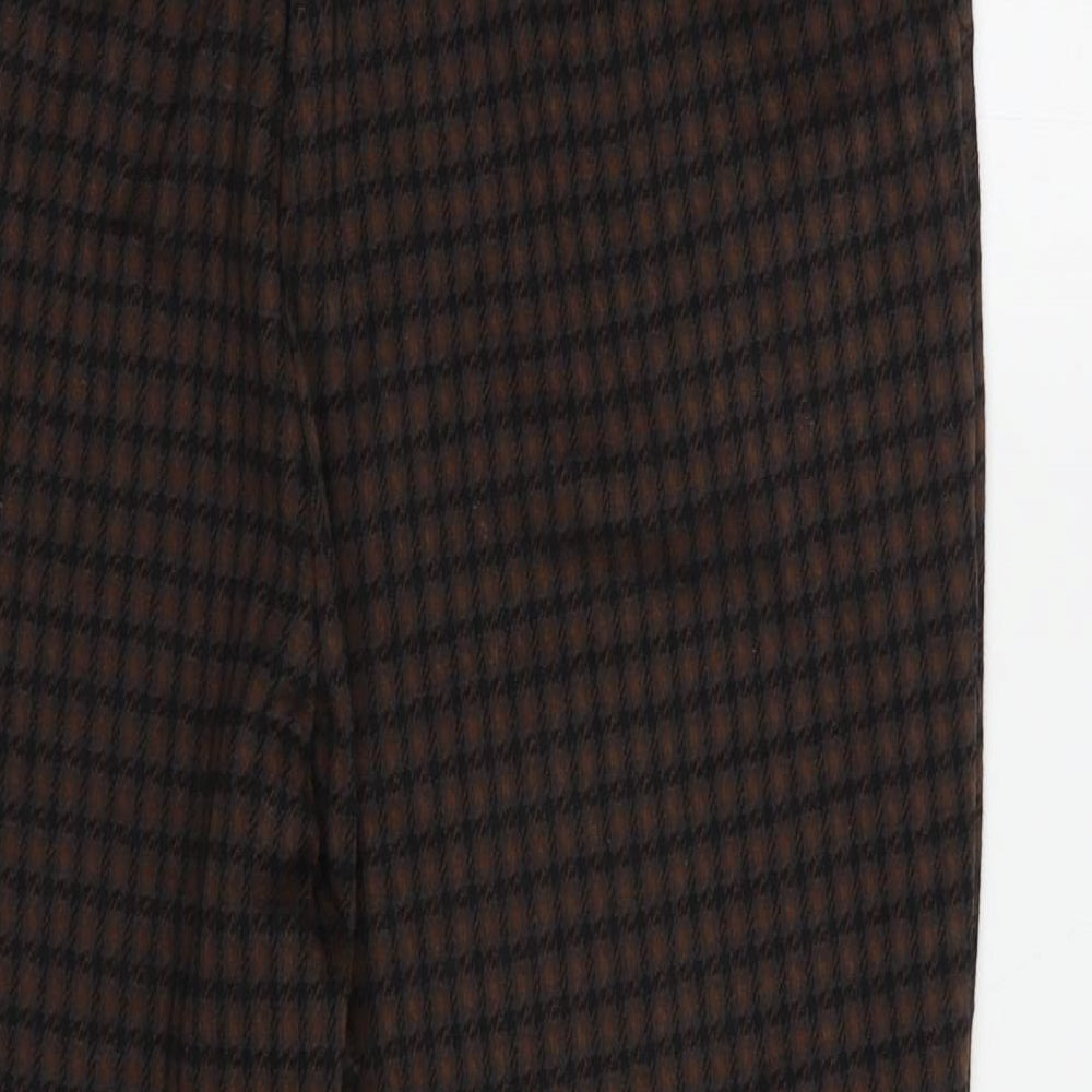 F&F Womens Brown Houndstooth Polyester Trousers  Size 18 L27 in Regular