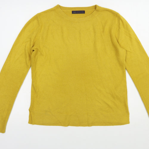 Marks and Spencer Womens Yellow Crew Neck  Acrylic Pullover Jumper Size 12