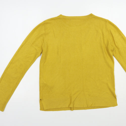 Marks and Spencer Womens Yellow Crew Neck  Acrylic Pullover Jumper Size 12