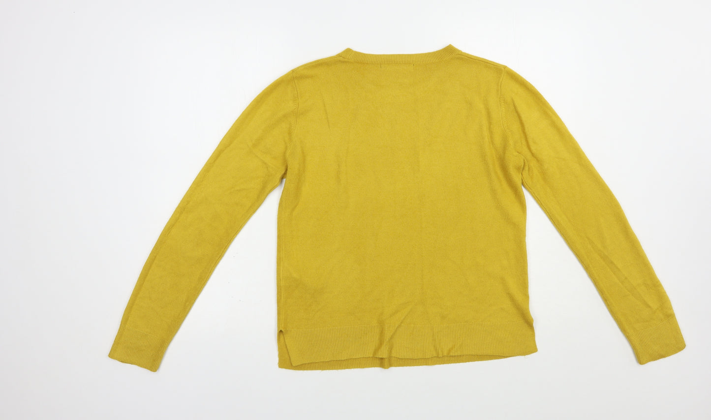 Marks and Spencer Womens Yellow Crew Neck  Acrylic Pullover Jumper Size 12