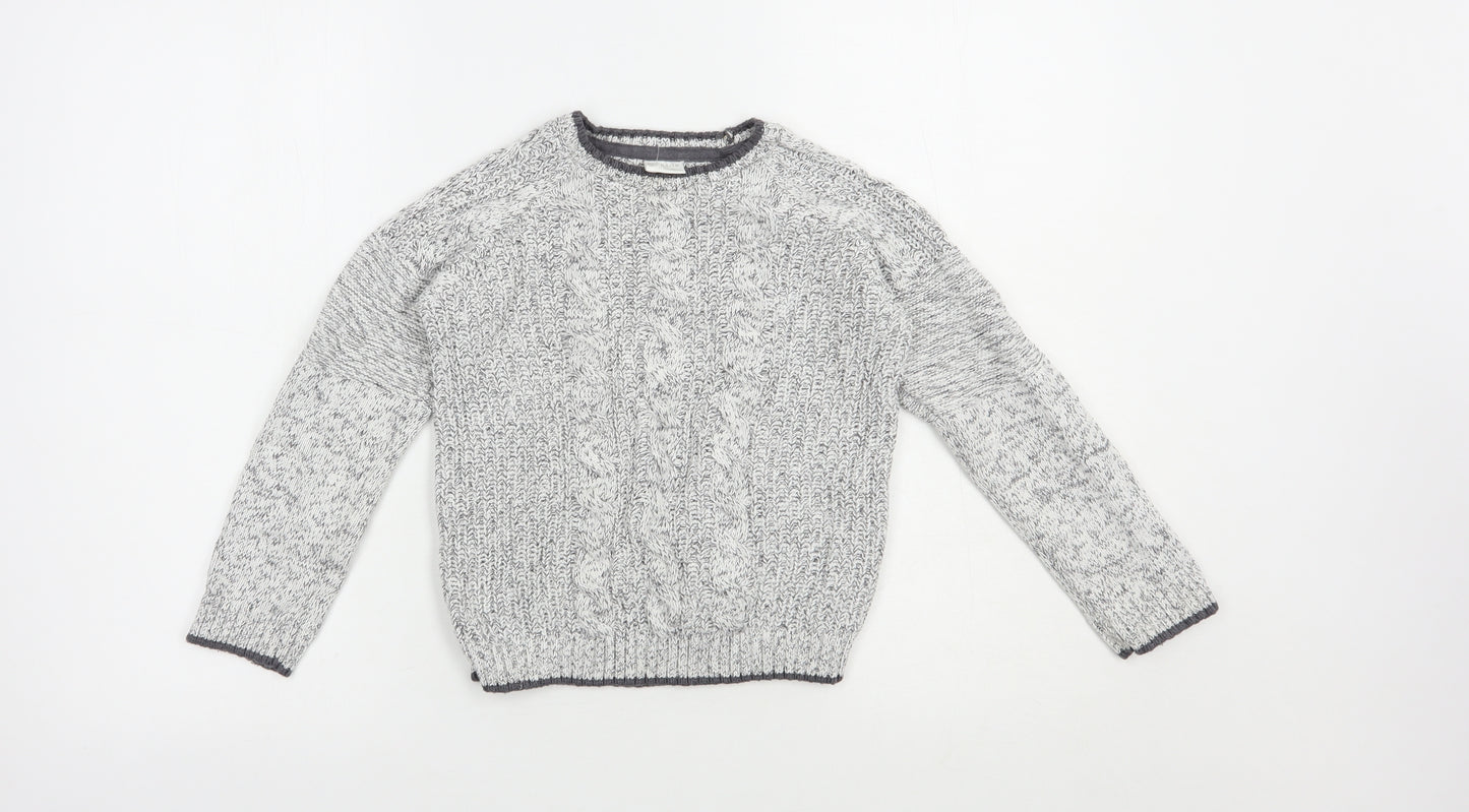 F&F Boys Grey Crew Neck  Cotton Pullover Jumper Size 6-7 Years  Pullover