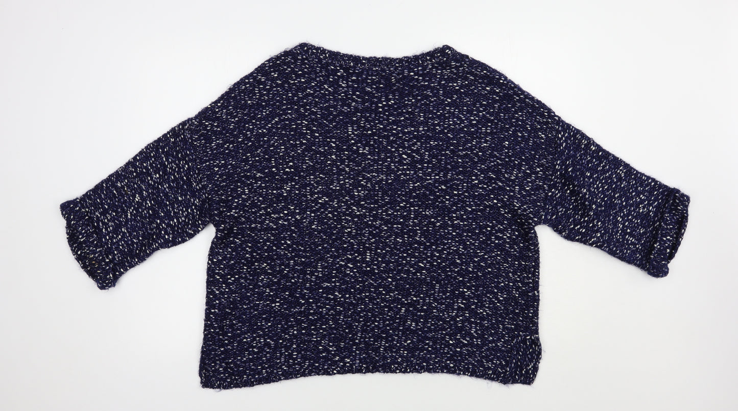 Marks and Spencer Womens Blue Boat Neck  Cotton Pullover Jumper Size L