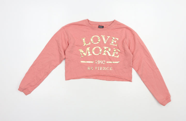 Studio Girls Pink Cotton Pullover Sweatshirt Size 12-13 Years Pullover - Love More