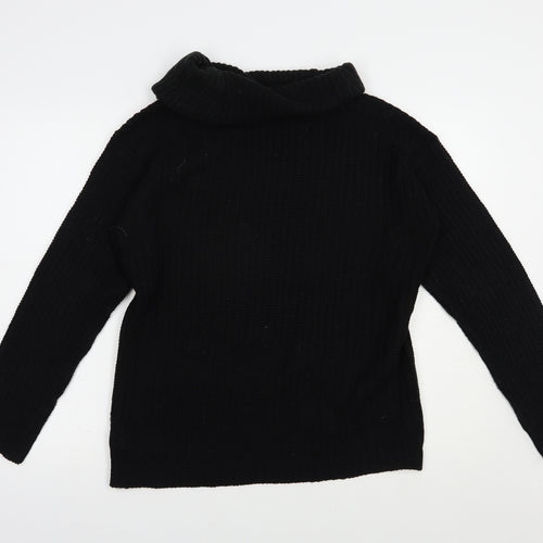 Select Womens Black Roll Neck  Acrylic Pullover Jumper Size L