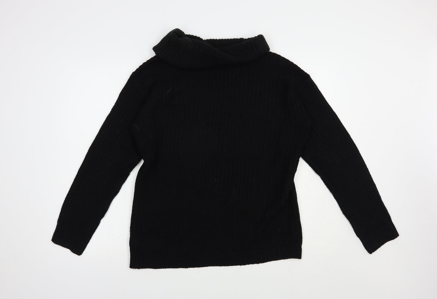 Select Womens Black Roll Neck  Acrylic Pullover Jumper Size L