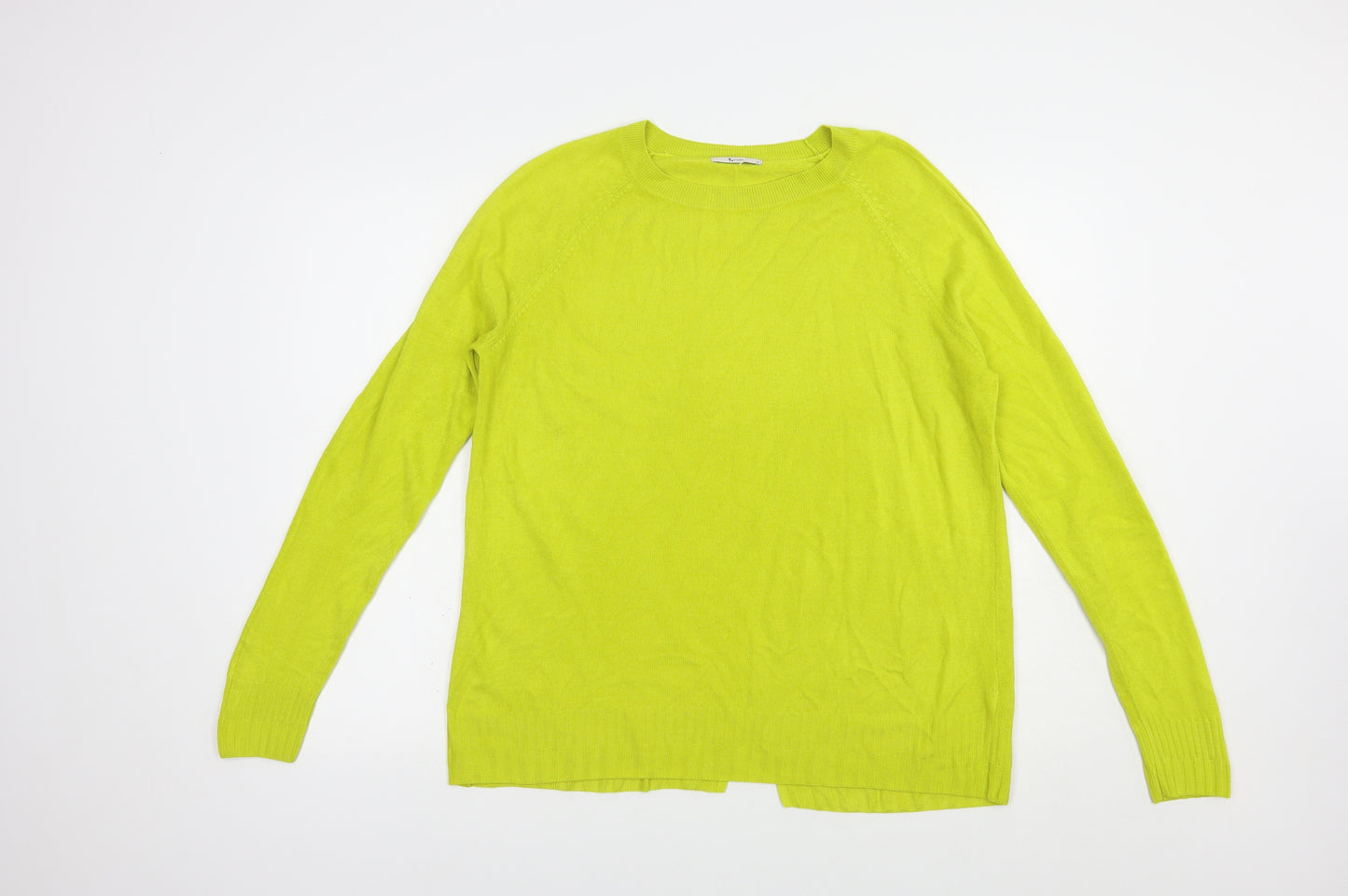 TU Womens Green Crew Neck  Acrylic Pullover Jumper Size 14
