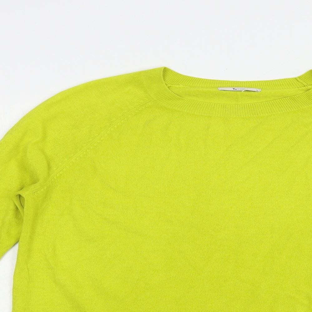 TU Womens Green Crew Neck  Acrylic Pullover Jumper Size 14