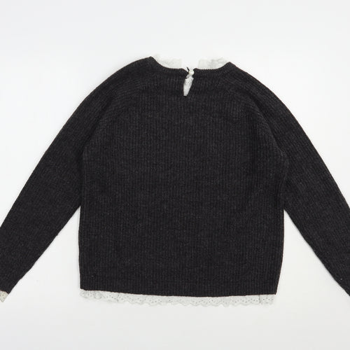 Primark Girls Grey Crew Neck  Acrylic Pullover Jumper Size 12-13 Years  Buckle