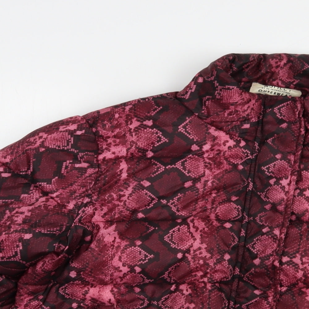 Ashley by 26 International Womens Purple Animal Print  Puffer Jacket Jacket Size M  Zip