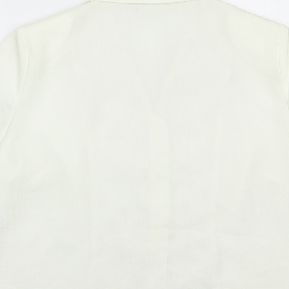 Eastex Womens White Floral Polyester Basic Blouse Size 14 Collared