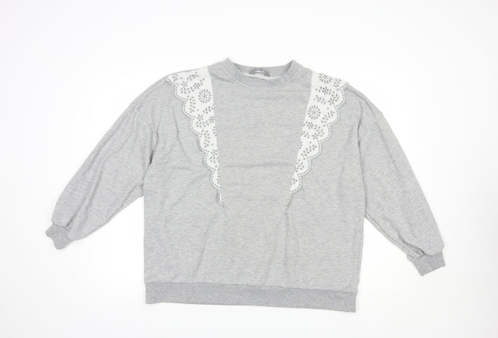 Nutmeg Womens Grey  Polyester Pullover Sweatshirt Size 14  Pullover