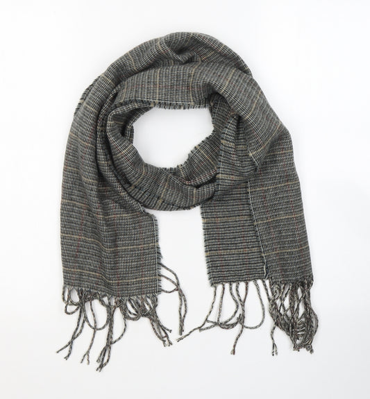 Front view of Preworn unisex green geometric acrylic scarf