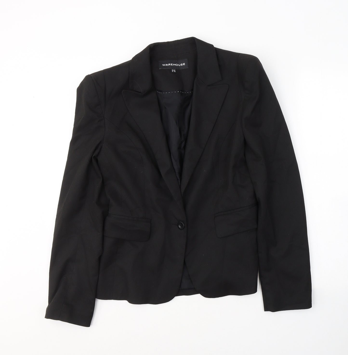 Warehouse Womens Black  Polyester Jacket Suit Jacket Size 14