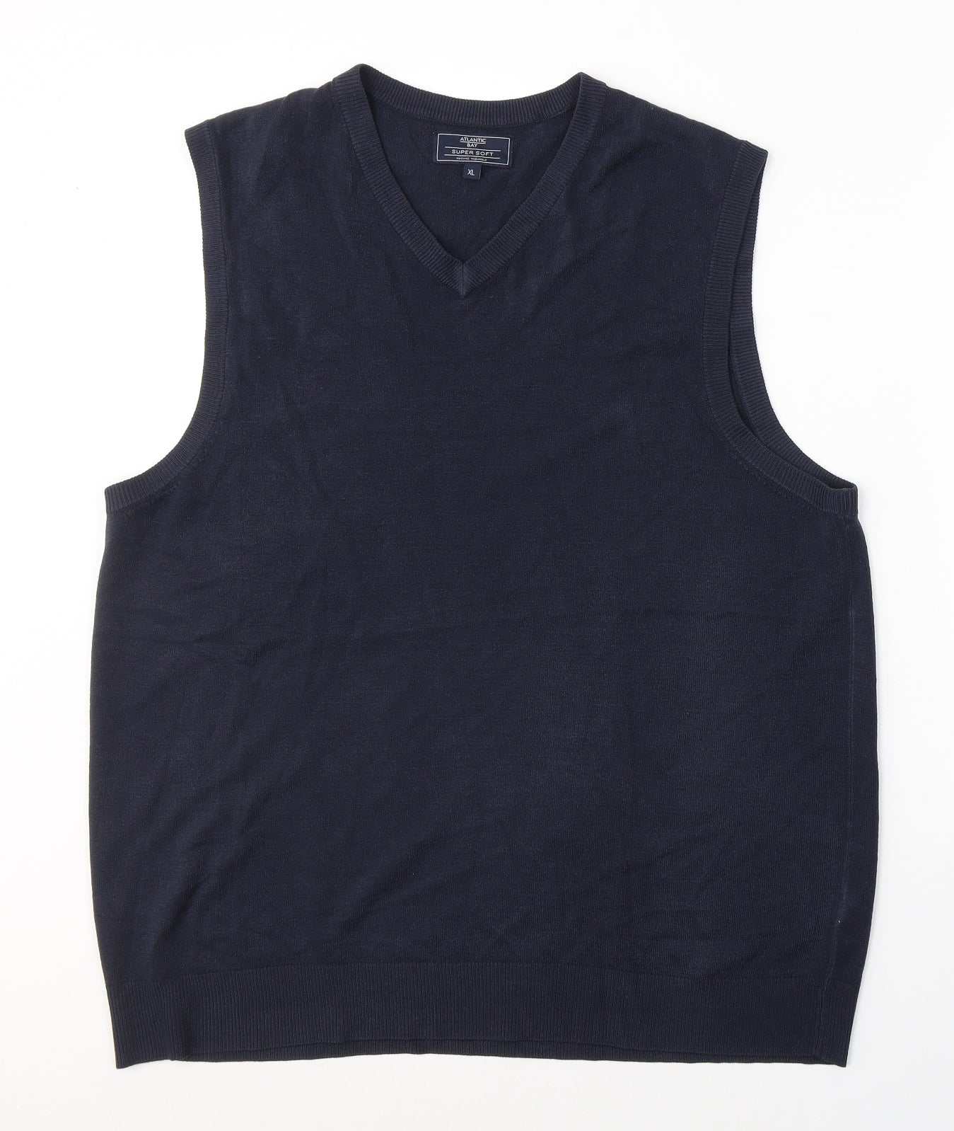 Atlantic Bay Mens Blue V-Neck  Acrylic Vest Jumper Size XL