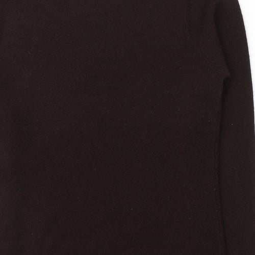 Ellie Louise Womens Brown  Acrylic Basic Blouse Size S Round Neck
