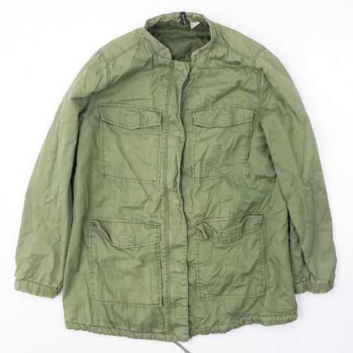 Divided by H&M Womens Green   Military Jacket Coat Size 12  Zip