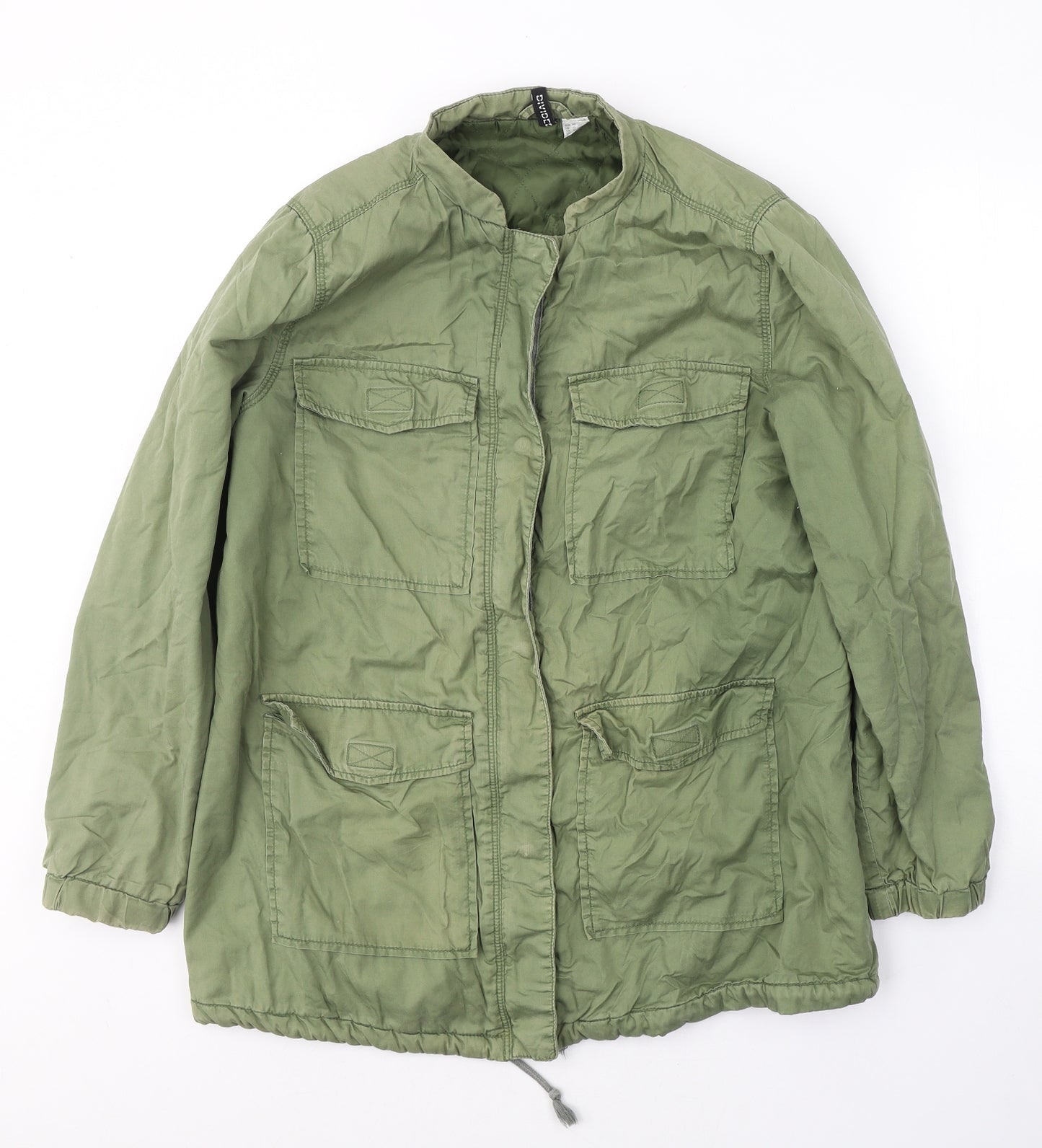 Divided by H&M Womens Green   Military Jacket Coat Size 12  Zip