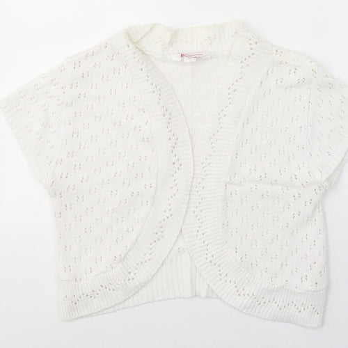 Glamorosa Womens White V-Neck  Cotton Cardigan Jumper Size 16