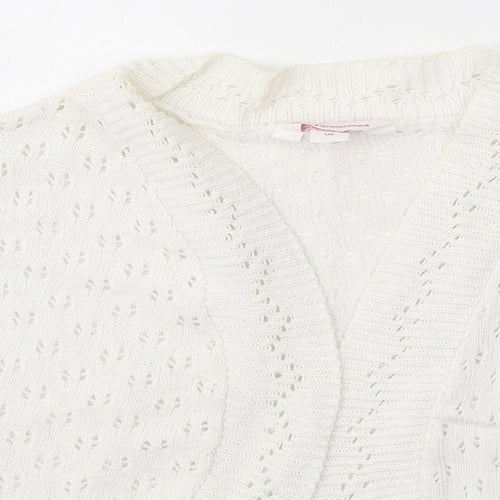 Glamorosa Womens White V-Neck  Cotton Cardigan Jumper Size 16