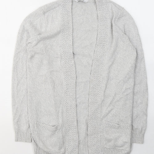 BHS Womens Grey V-Neck  Cotton Cardigan Jumper Size 10