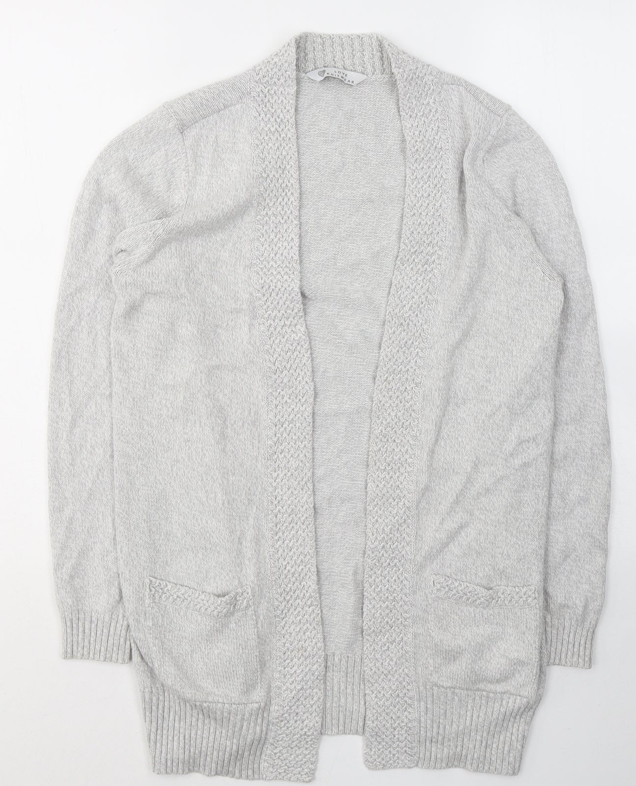 BHS Womens Grey V-Neck  Cotton Cardigan Jumper Size 10