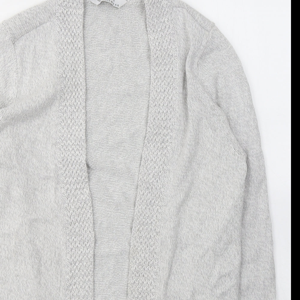BHS Womens Grey V-Neck  Cotton Cardigan Jumper Size 10