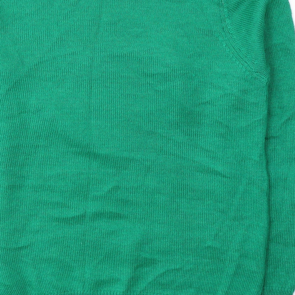 Primark Womens Green Round Neck  Acrylic Pullover Jumper Size 6   - Christmas jumper gingerbread man