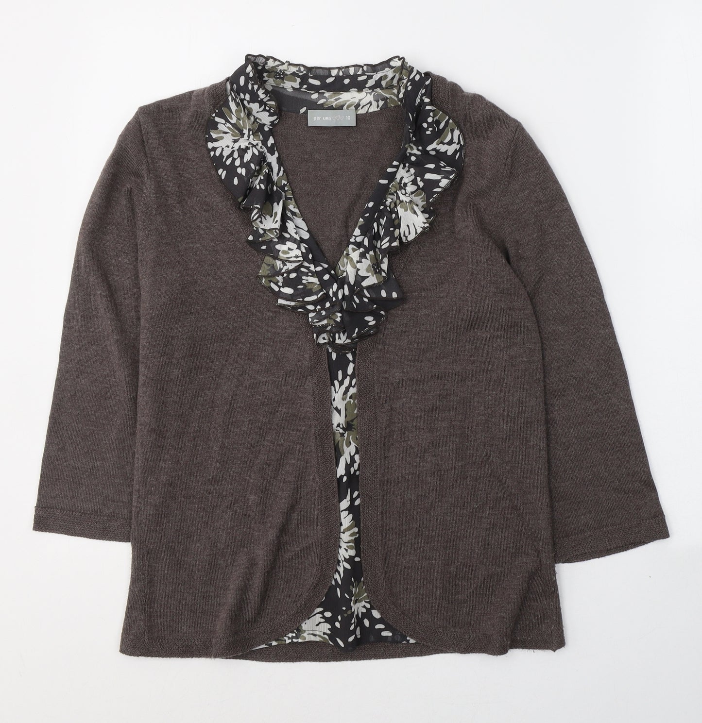 Per Una Womens Brown  Viscose Basic Blouse Size 10 Round Neck