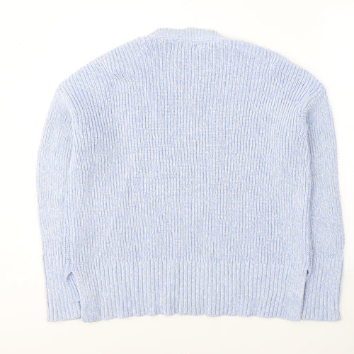 Marks and Spencer Womens Blue Round Neck  Cotton Pullover Jumper Size 12
