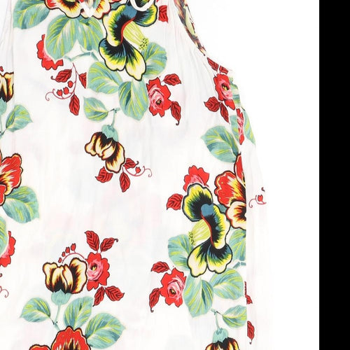 Warehouse Womens White Floral Viscose Jersey Blouse Size 10 Halter