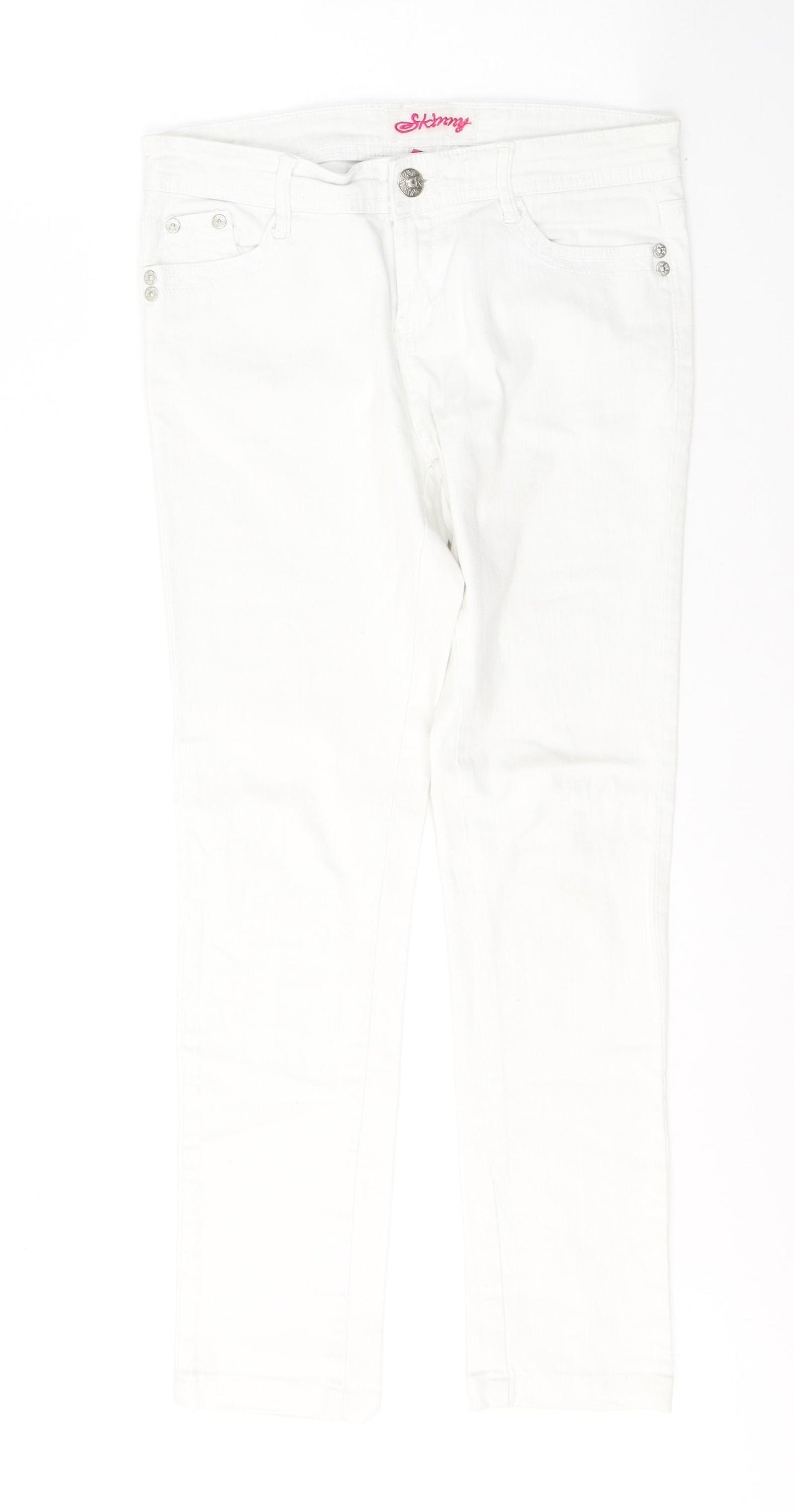 Denim & Co. Womens White  Cotton Skinny Jeans Size 10 L27 in Regular Button