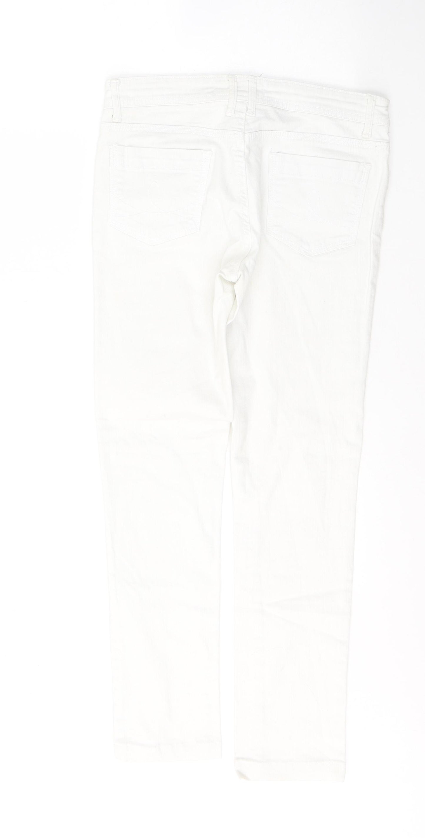 Denim & Co. Womens White  Cotton Skinny Jeans Size 10 L27 in Regular Button
