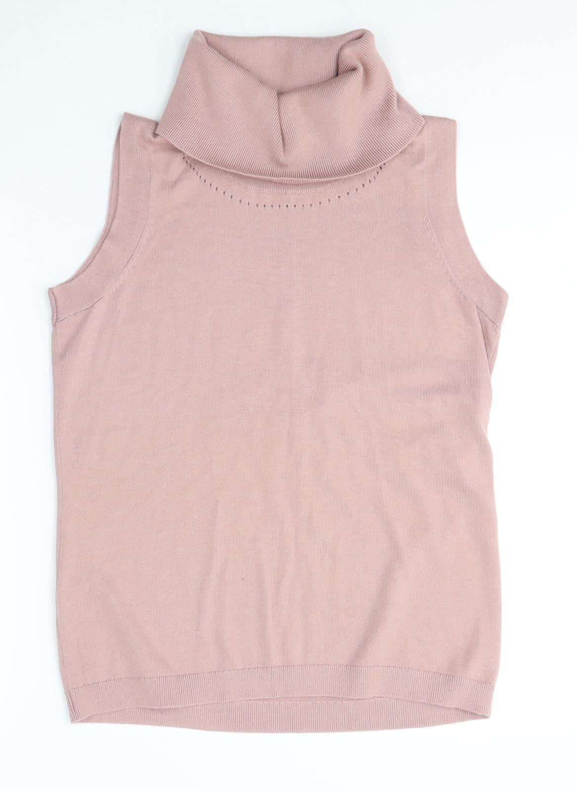 Laura Ashley Womens Pink Roll Neck  Viscose Vest Jumper Size 12