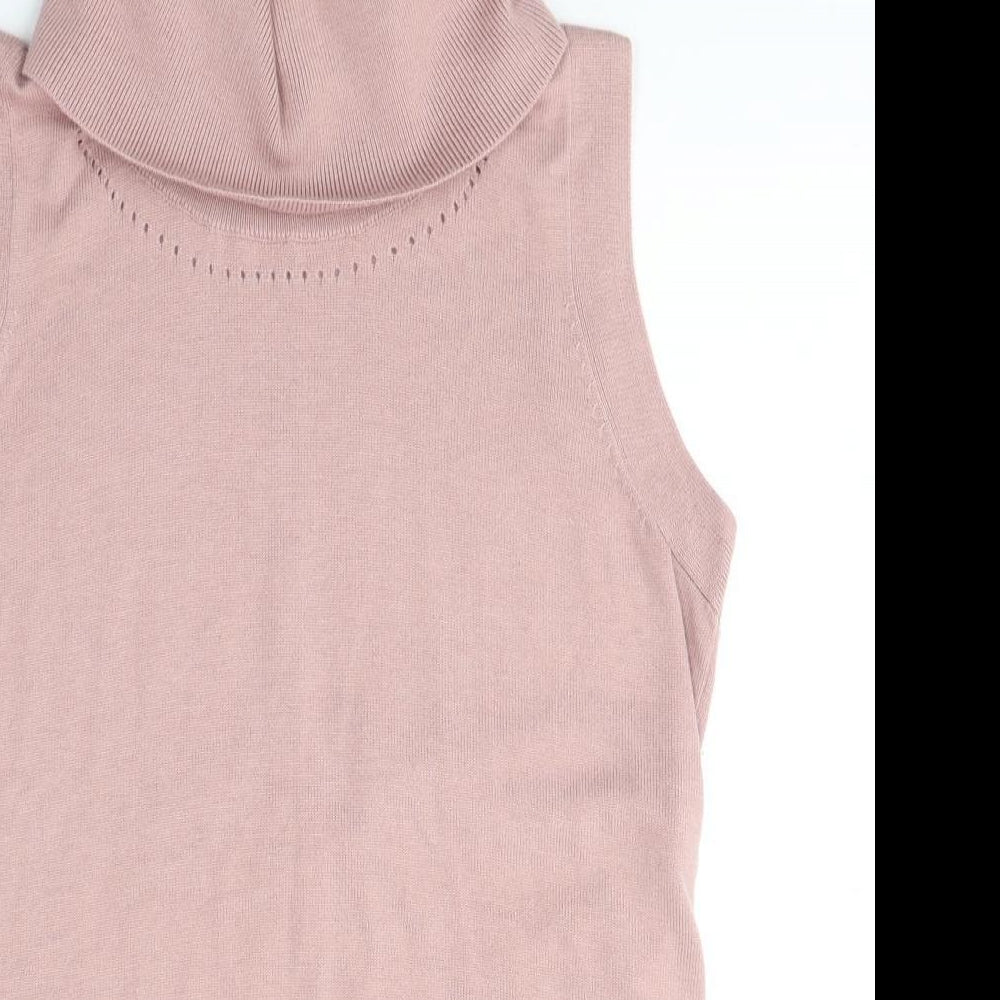 Laura Ashley Womens Pink Roll Neck  Viscose Vest Jumper Size 12