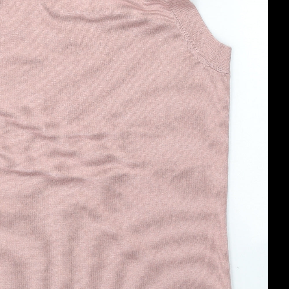Laura Ashley Womens Pink Roll Neck  Viscose Vest Jumper Size 12