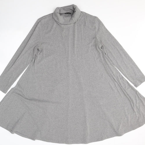 Floryday Womens Grey  Cotton Fit & Flare  Size M  Roll Neck Pullover